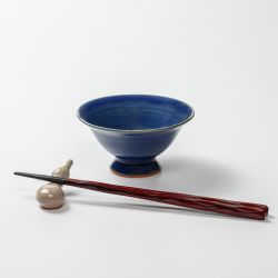 萩焼(伝統的工芸品)小鉢藍釉末広No1005